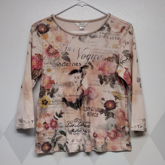 Christopher & Banks In Vogue high society rhinestone embellished cotton top - Picture 1 of 10